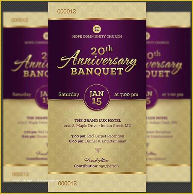 Church Anniversary Program Templates Free Of Church Anniversary Banquet Ticket Template