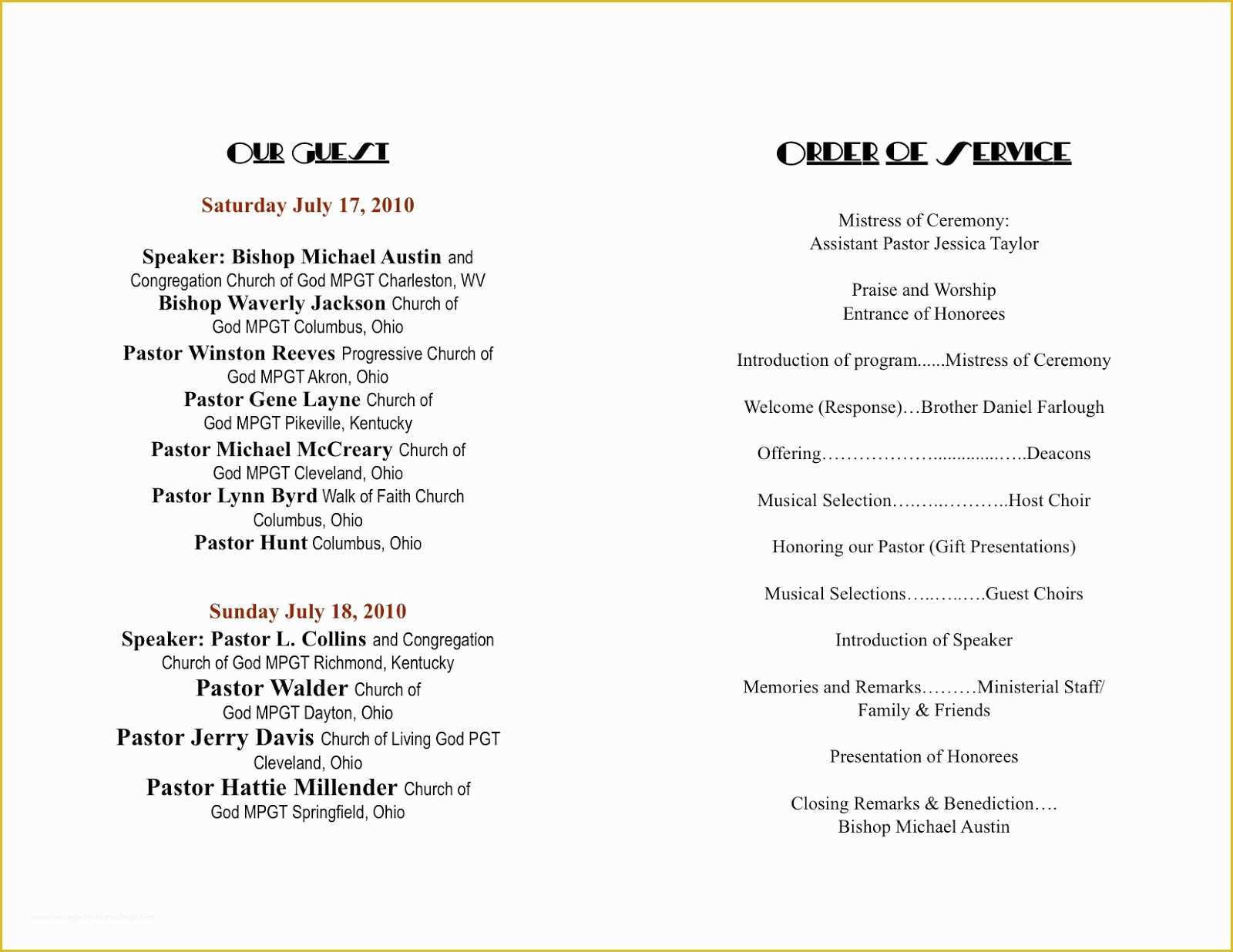 Church Anniversary Program Templates Free Of Church Program Template