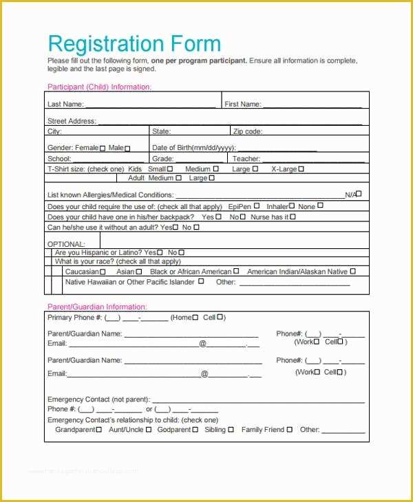 Class Registration form Template Free Of 32 Sample Free Registration forms