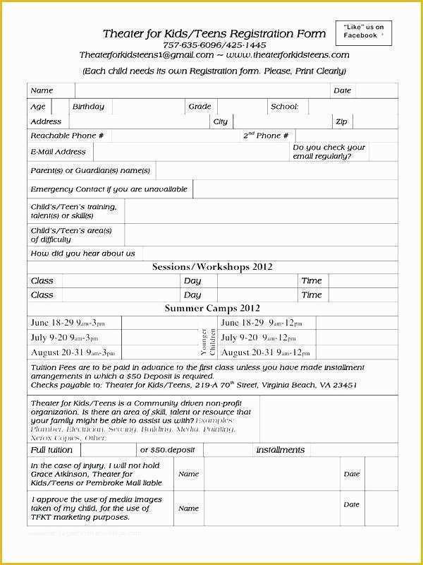 Class Registration form Template Free Of Class Registration Template High School Registration form