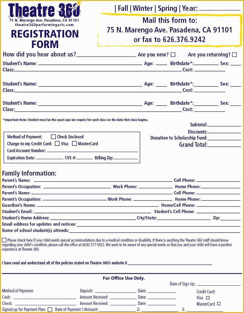 Class Registration form Template Free Of Registration form