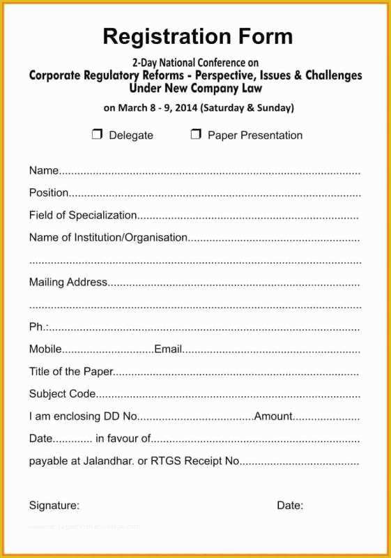 Class Registration form Template Free Of Registration form Template