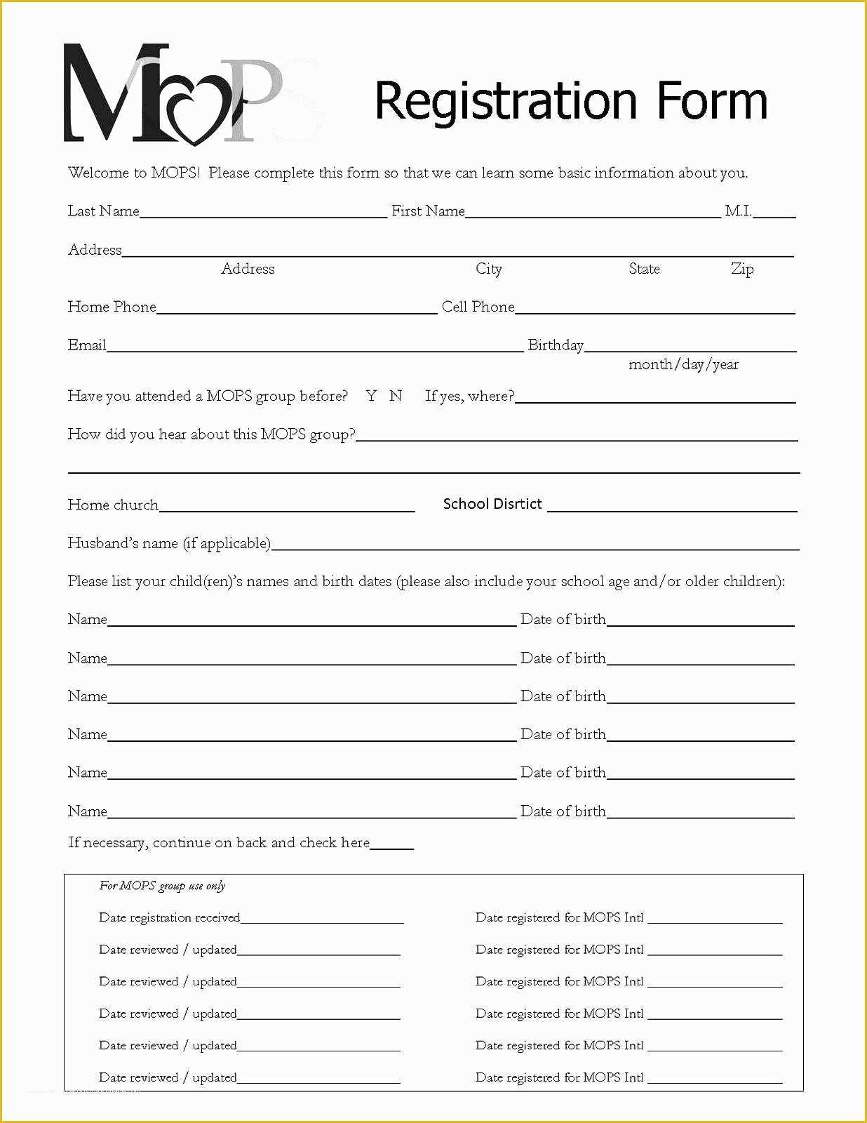 Class Registration form Template Free Of Registration forms Template Free