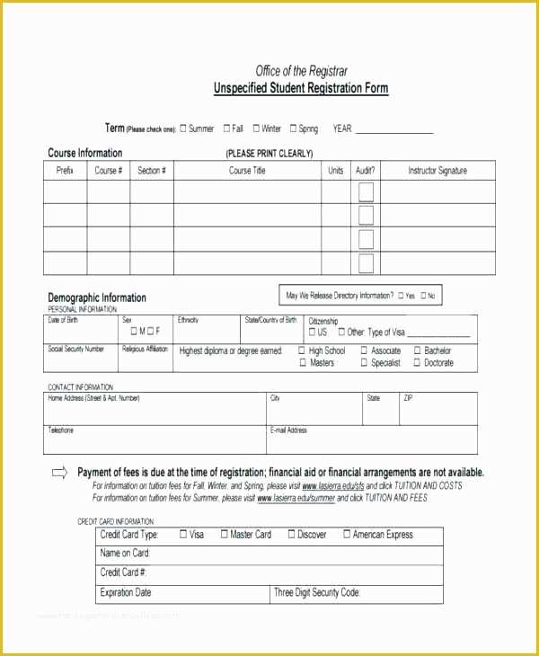 Class Registration form Template Free Of Tuition Application form Template Printable Medicare