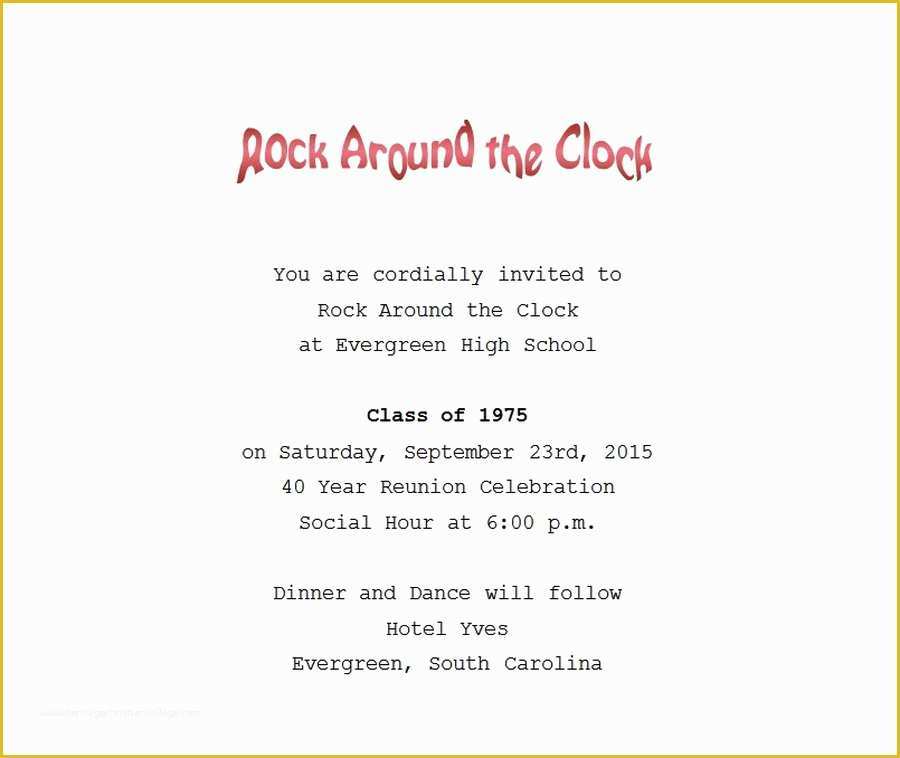 Class Reunion Invitation Templates Free Of Class Reunion Invitation 1 Wording