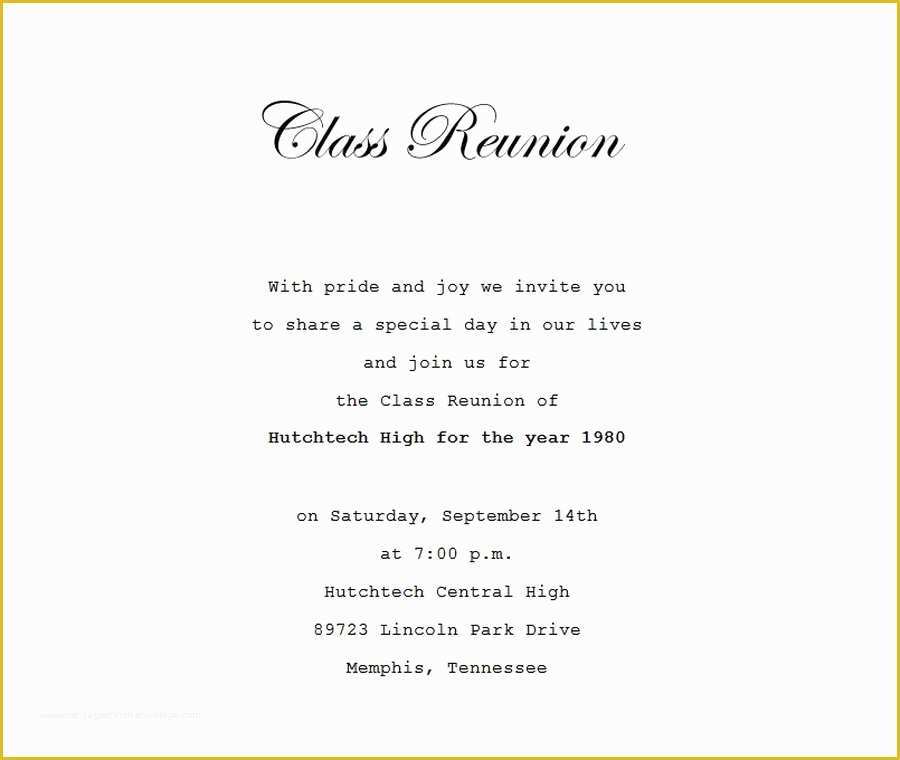 Class Reunion Invitation Templates Free Of Class Reunion Invitation 4 Wording