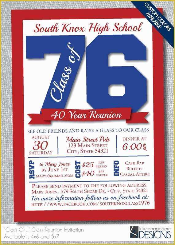 Class Reunion Invitation Templates Free Of Class Reunion Invitation Custom School by Lukenshagedorndesign