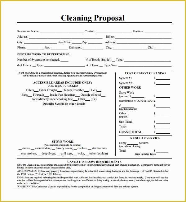 Cleaning Bid Template Free Of 13 Cleaning Proposal Templates – Pdf Word Apple Pages