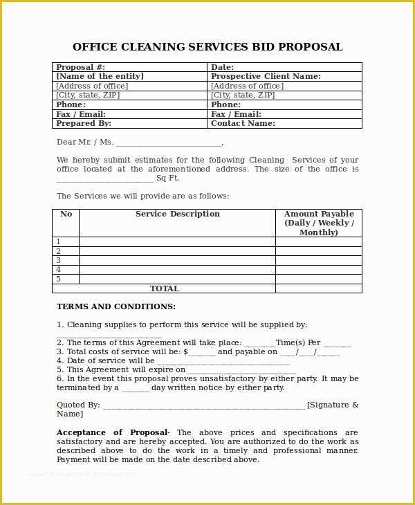Cleaning Bid Template Free Of 14 Cleaning Proposal Templates Word Pdf