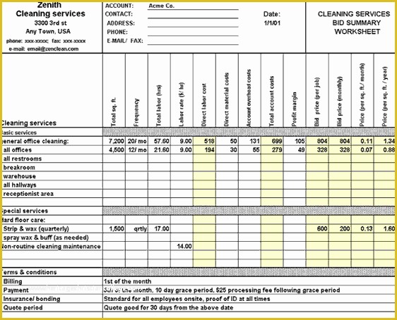 Cleaning Bid Template Free Of Fice Cleaning Proposal Template Free Templates Data