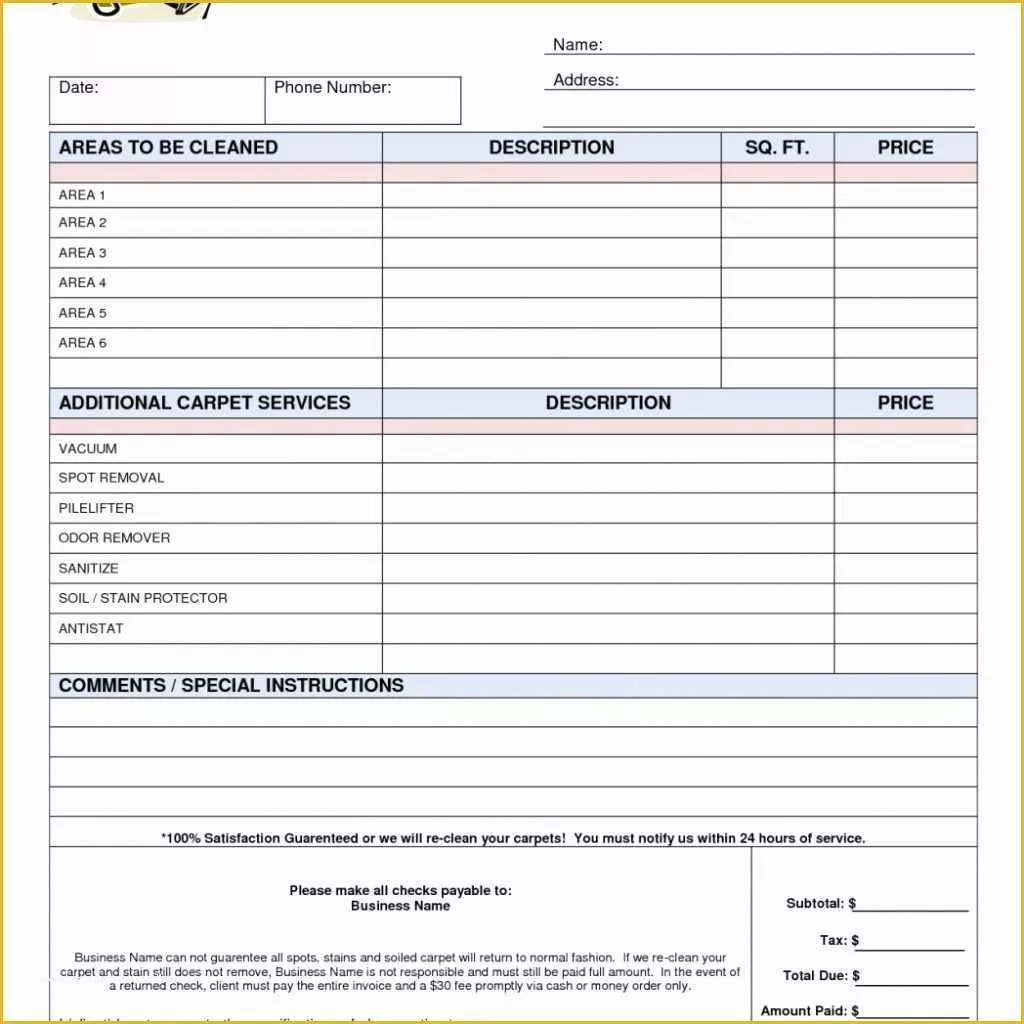 Cleaning Bid Template Free Of Free Job Estimate form Templates formal Template Bus