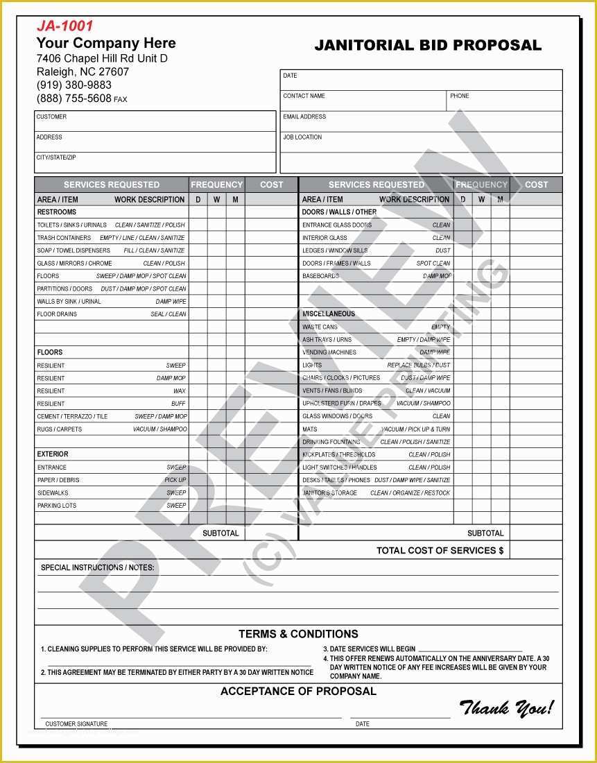 Cleaning Bid Template Free Of Janitorial Proposal Template