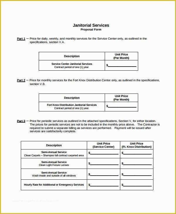 Cleaning Bid Template Free Of Mercial Cleaning Services Proposal Sample Templates