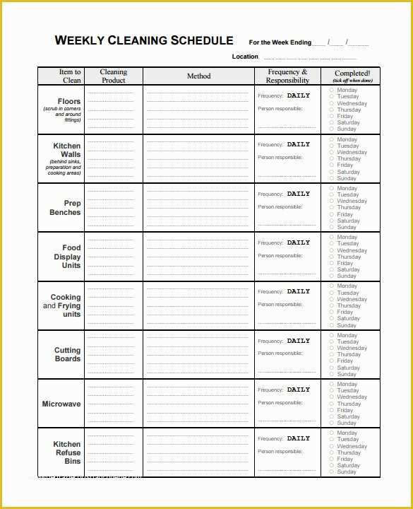 Cleaning Business Plan Template Free Of 46 Cleaning Schedule Templates Pdf Doc Xls