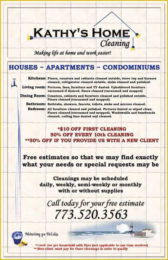 Cleaning Business Plan Template Free Of Kathy S Home Cleaning Flyer