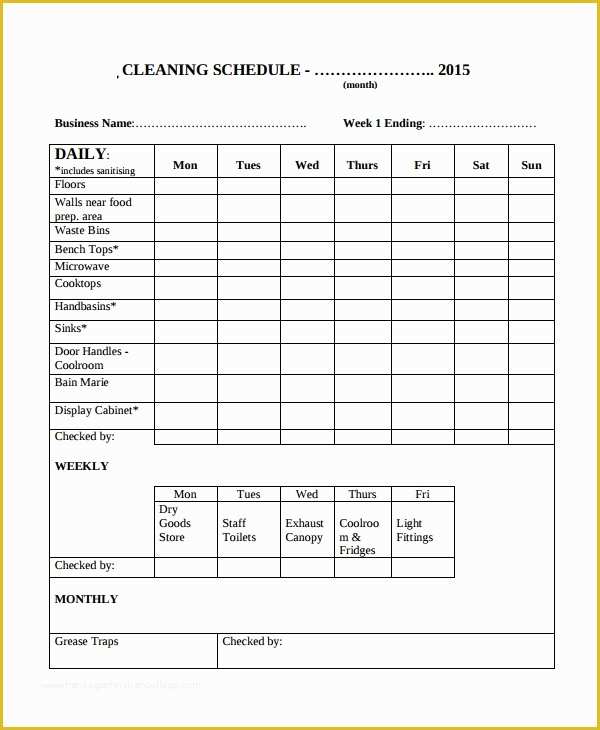 Cleaning Business Plan Template Free Of Sample Cleaning Checklist 13 