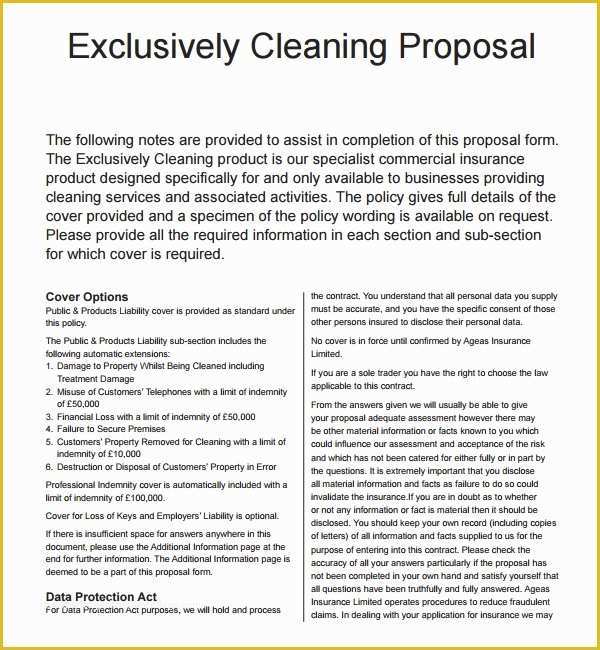 Cleaning Service Proposal Template Free Of 13 Cleaning Proposal Templates – Pdf Word Apple Pages