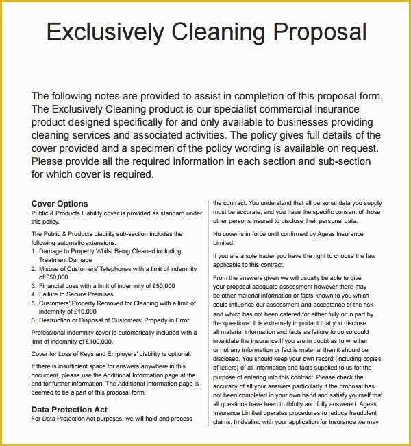 Cleaning Service Proposal Template Free Of 13 Cleaning Proposal Templates – Pdf Word Apple Pages