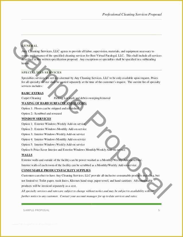 Cleaning Service Proposal Template Free Of Professional Cleaning Services Proposal
