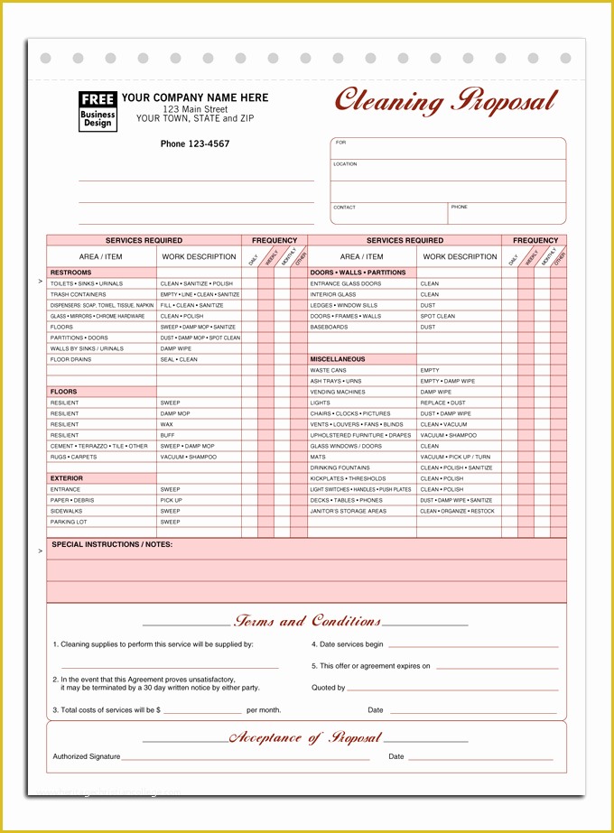 Cleaning Service Quote Template Free Of Printable Blank Bid Proposal