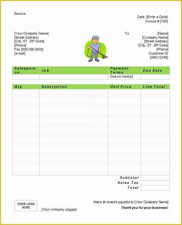Cleaning Service Template Free Of 60 Microsoft Invoice Templates Pdf Doc Excel