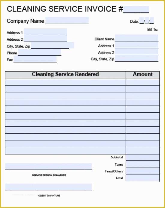 Cleaning Service Template Free Of Cleaning Invoice Template Word