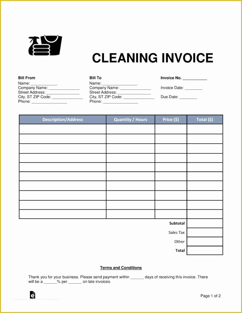 Cleaning Service Template Free Of Free Cleaning Housekeeping Invoice Template Word