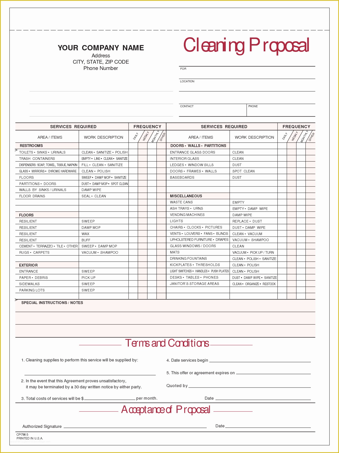 Cleaning Service Template Free Of Janitorial Cleaning Proposal Templates