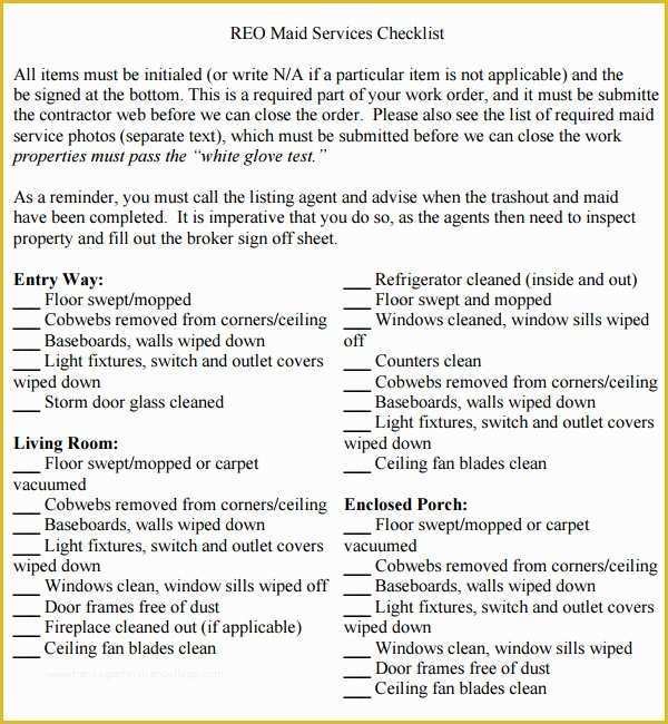 Cleaning Services Template Free Download Of House Cleaning Checklist 6 Free Download for Pdf