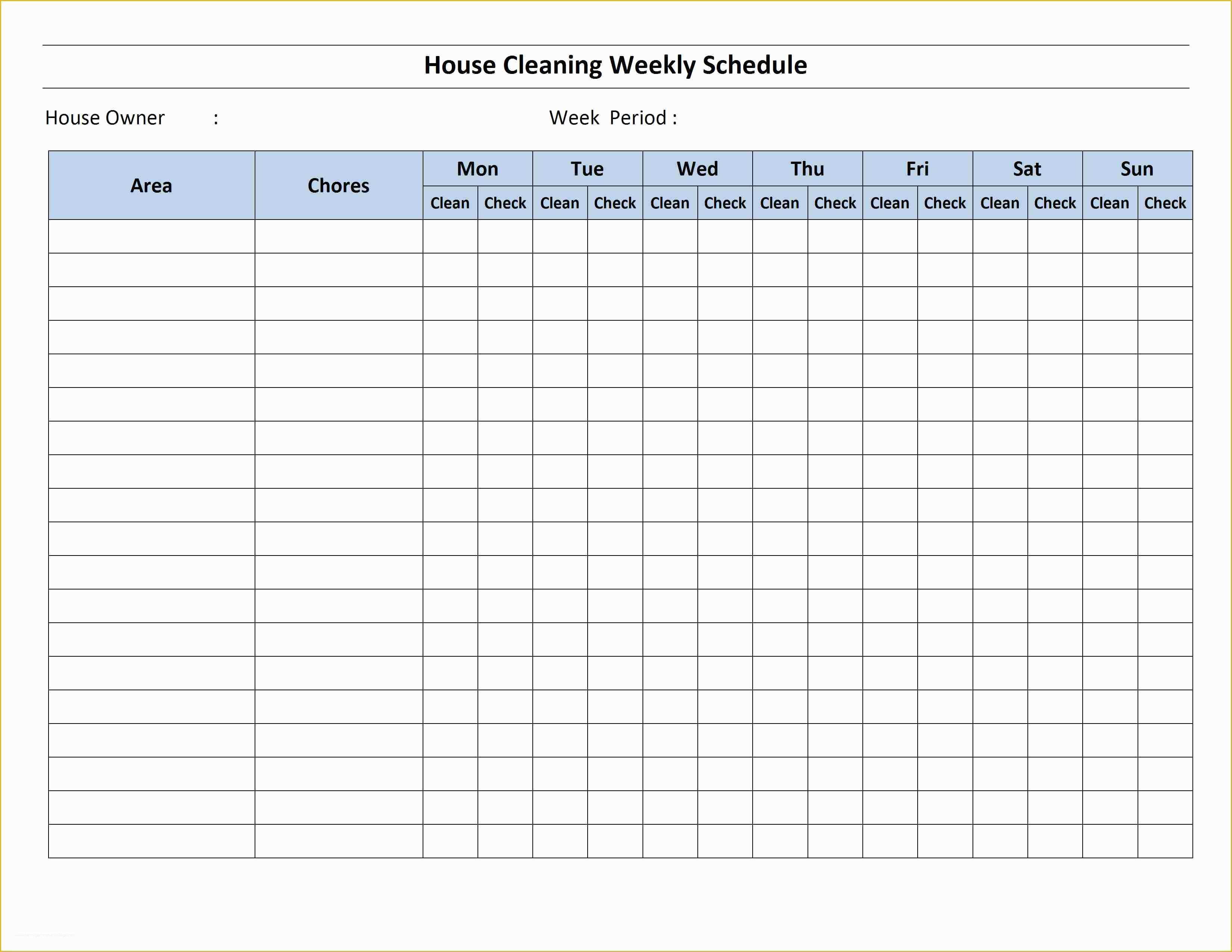 Cleaning Services Template Free Download Of House Cleaning Schedule