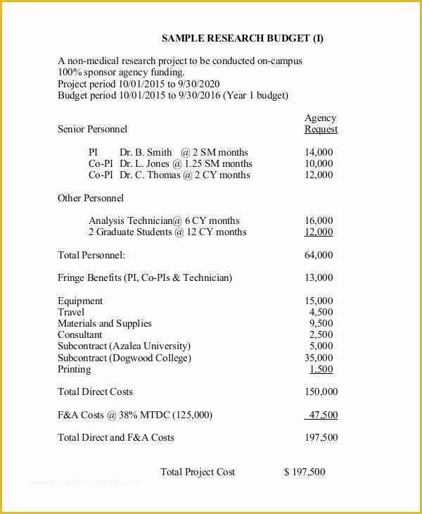 Clinical Research sop Template Free Of 7 Research Bud Templates Free Sample Example format