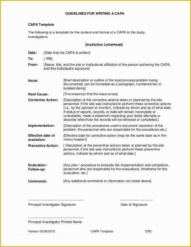 Clinical Research sop Template Free Of Howtocreate Capa Template