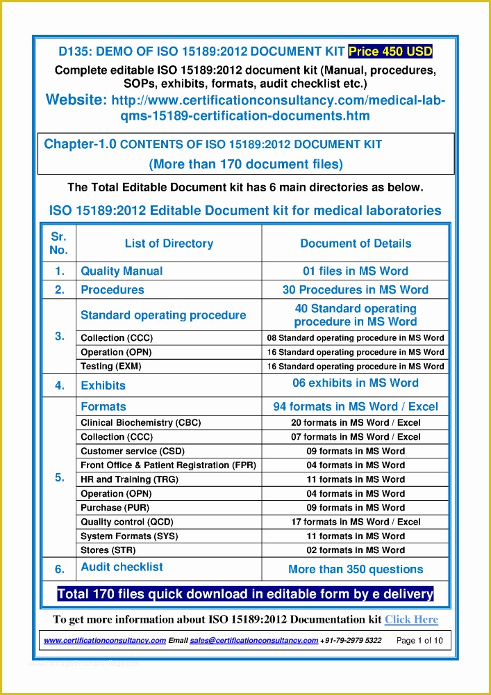 Clinical Research sop Template Free Of iso 2012 Documentation Kit Manual Procedures In