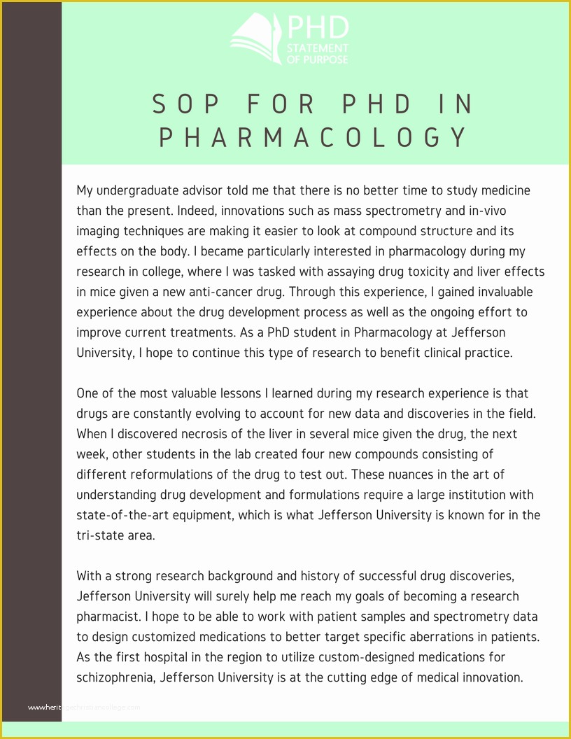 Clinical Research sop Template Free Of Phd Statement Of Purpose for Pharmacology Sample