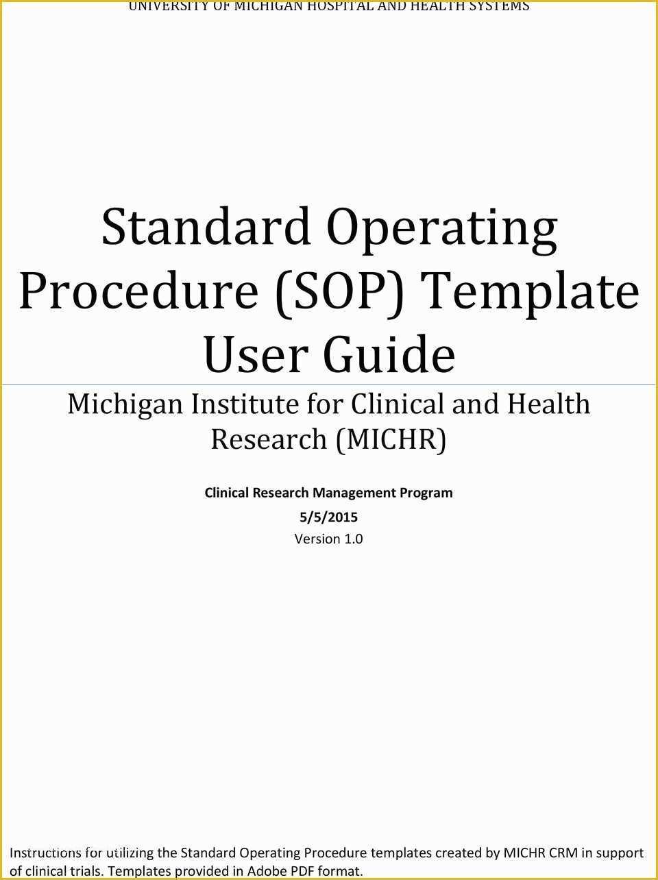 Clinical Research sop Template Free Of Standard Operating Procedure sop Template User Guide