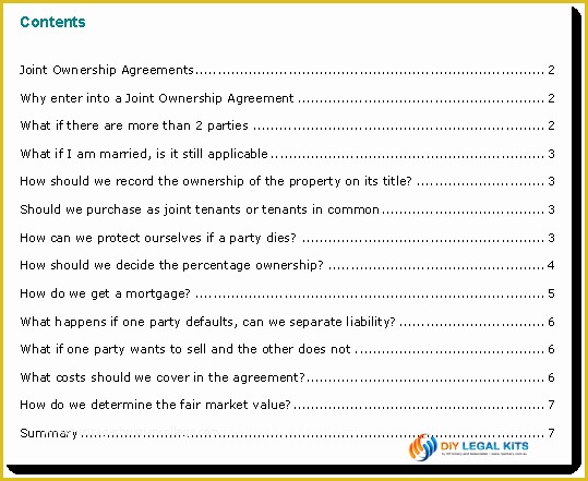 Co Ownership Agreement Template Free Of Agreement Between Tenants In Mon Joint Ownership