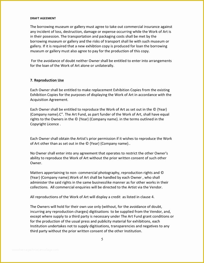 Co Ownership Agreement Template Free Of Artwork Co Ownership Agreement Template In Word and Pdf