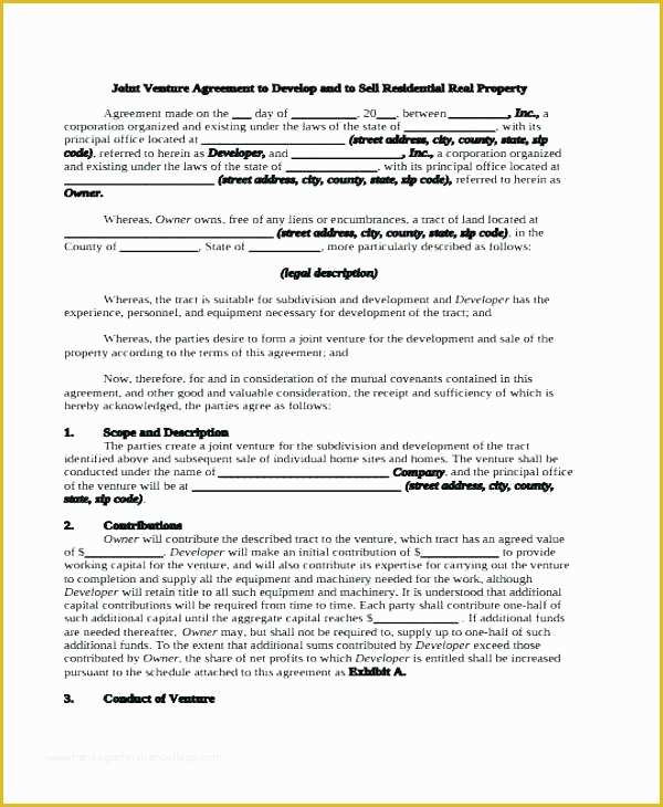 Co Ownership Agreement Template Free Of Joint Agreement Template Joint Venture Agreement Template