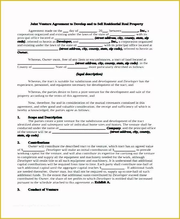 Co Ownership Agreement Template Free Of Joint Agreement Template Joint Venture Agreement Template