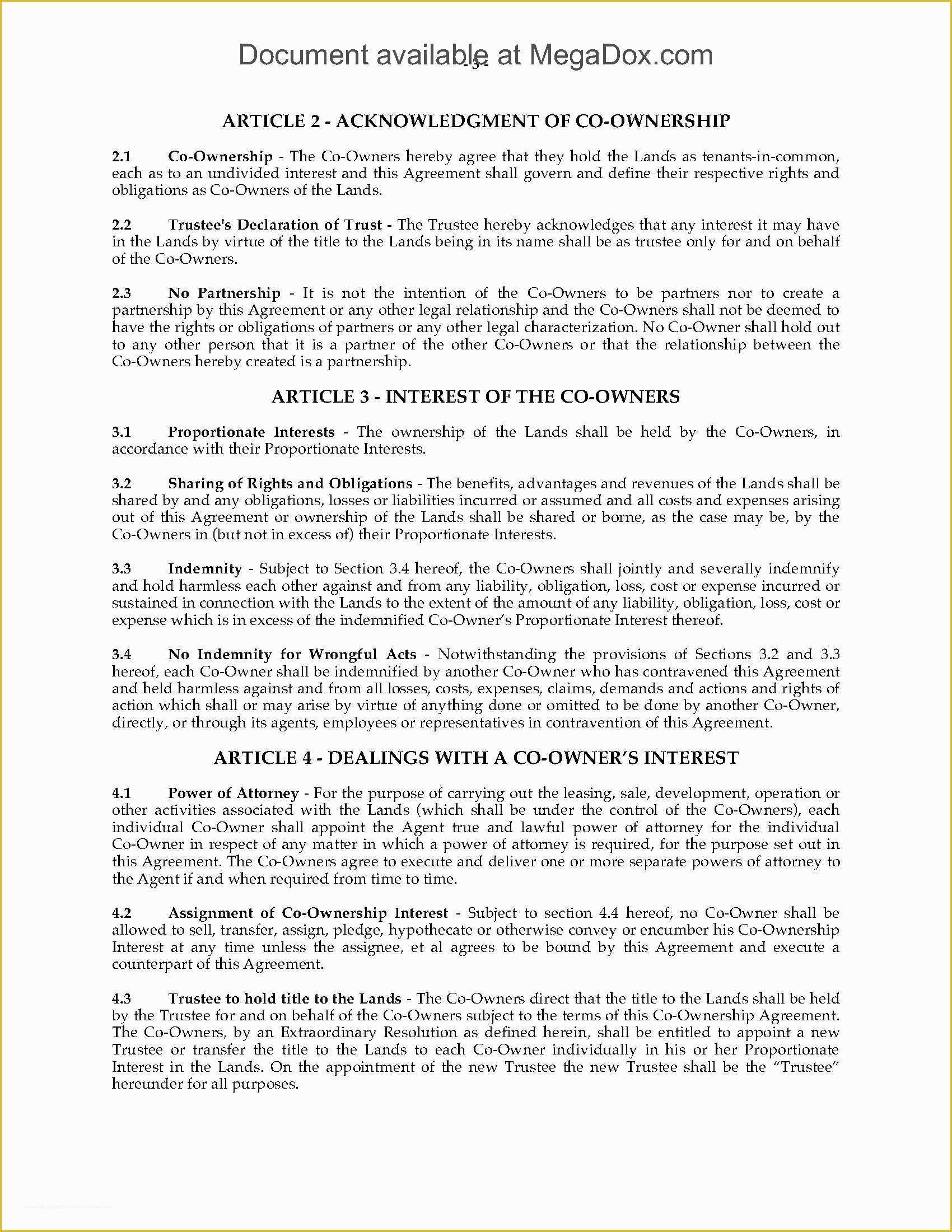 Co Ownership Agreement Template Free Of Joint Ownership Agreement Template Clean Canada Co