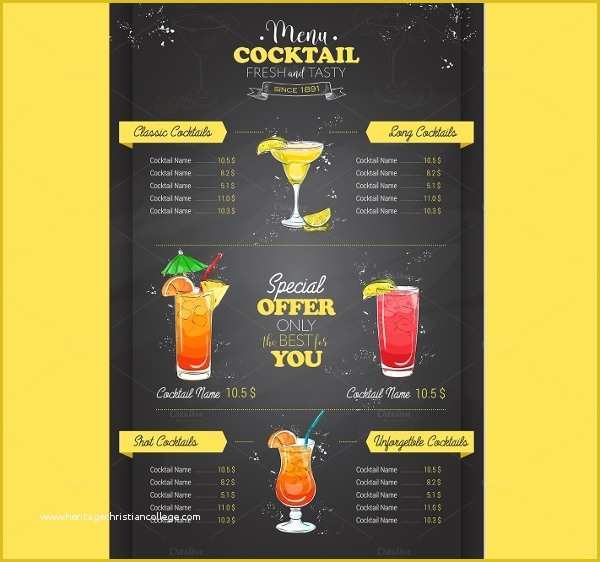 Cocktail Menu Template Free Of 19 Vintage Menu Templates Ai Pages Psd Docs