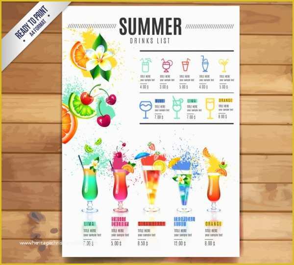 Cocktail Menu Template Free Of 21 Cocktail Menu Templates Free & Premium Download