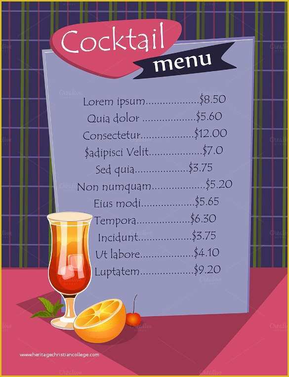 Cocktail Menu Template Free Of 29 Cocktail Menu Templates – Free Sample Example format