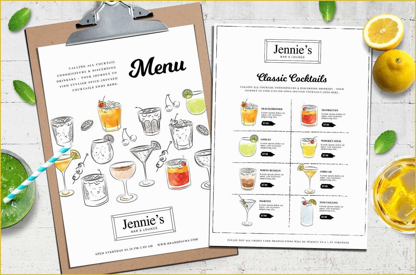 Cocktail Menu Template Free Of Cocktail Menu Template Vol 3 Flyer Templates Creative