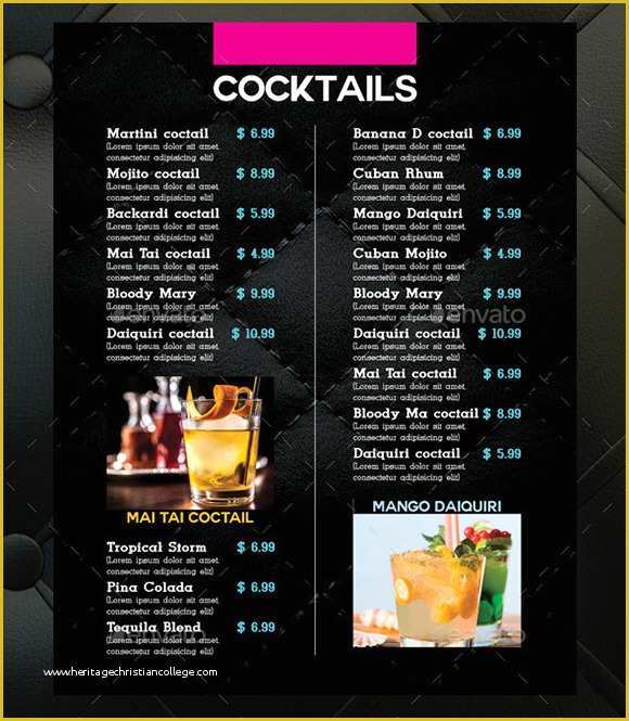 Cocktail Menu Template Free Of Cocktail Menu Templates – 54 Free Psd Eps Documents