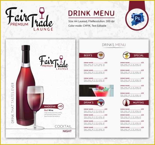 Cocktail Menu Template Free Of Drink Menu Template – 25 Free Psd Eps Documents Download