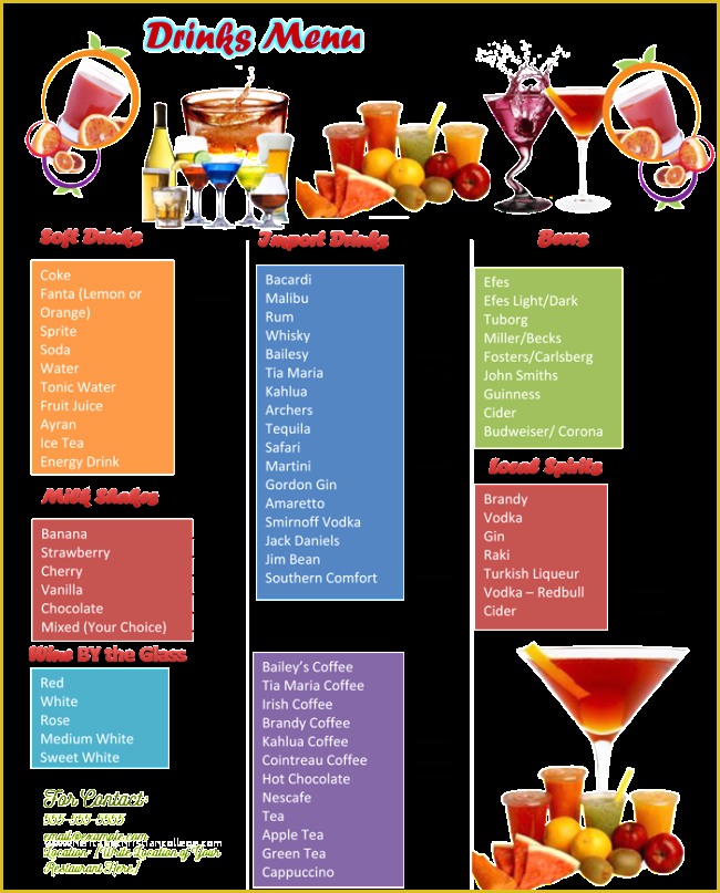 Cocktail Menu Template Free Of Drink Menu Template 5 Best Drink Menu formats
