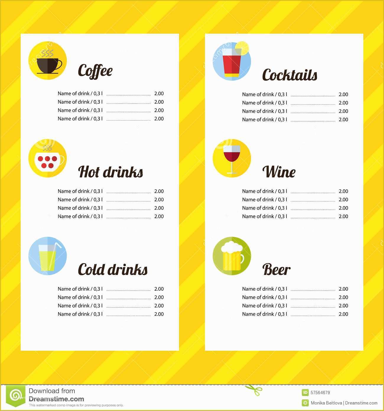 Cocktail Menu Template Free Of Drink Menu Template