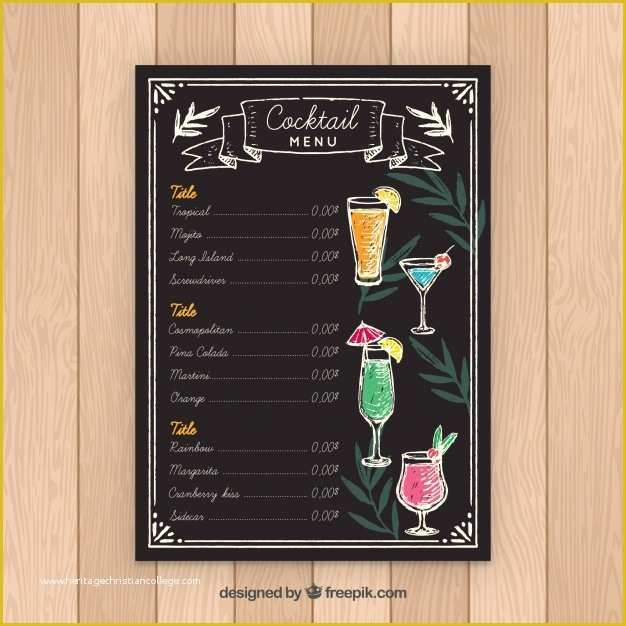 Cocktail Menu Template Free Of Drinks Menu Vectors S and Psd Files