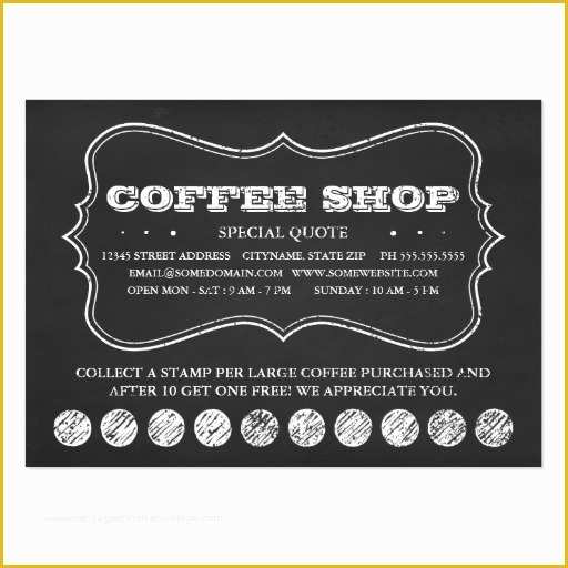 Coffee Business Card Template Free Of One Cup Of Coffee Chalkboard Punch Cards Business